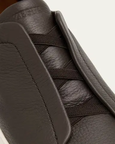 Zegna Men's Triple Stitch Deerskin Leather Sneakers | Thumbnail 9 Zegna Men's Triple Stitch Deerskin Leather Sneakers | Thumbnail 9