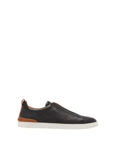 Zegna Men's Triple Stitch Deerskin Leather Sneakers | Thumbnail 1 Zegna Men's Triple Stitch Deerskin Leather Sneakers | Thumbnail 1