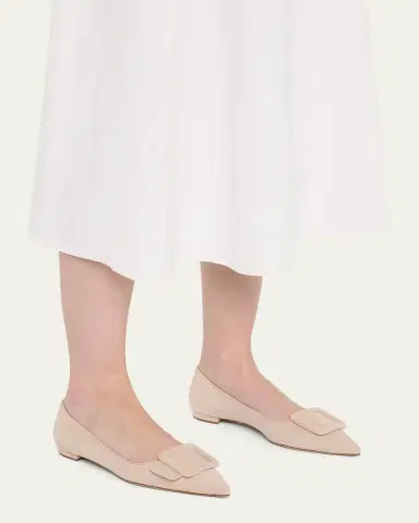 Manolo Blahnik Maysale Suede Buckle Ballerina Flats | Thumbnail 2