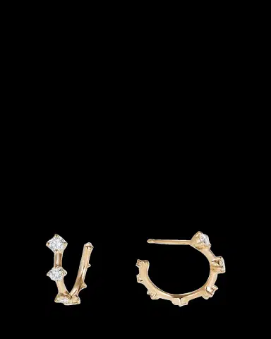 Fernando Jorge Sequence Small Hoop Earrings in 18K Gold with Diamonds | Thumbnail 2