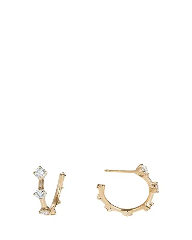 Sequence Small Hoop Earrings in 18K Gold with Diamonds