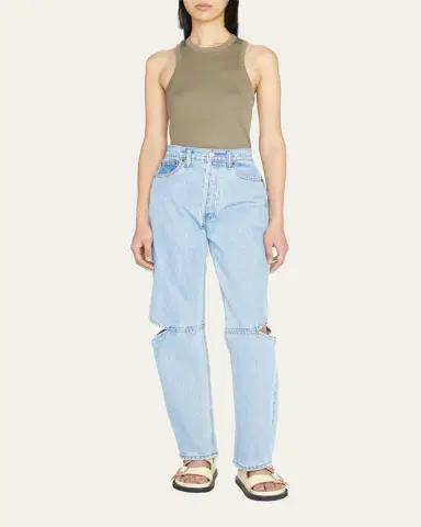 Still Here Cowgirl Straight Cut-Out Knee Jeans | Thumbnail 2