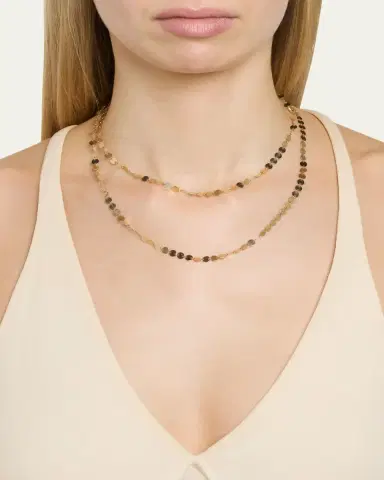 Lana 14K Gold Laser Disc Duo Chain Necklace | Thumbnail 2