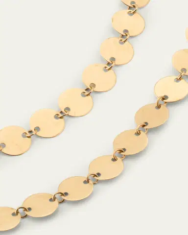 Lana 14K Gold Laser Disc Duo Chain Necklace | Thumbnail 3