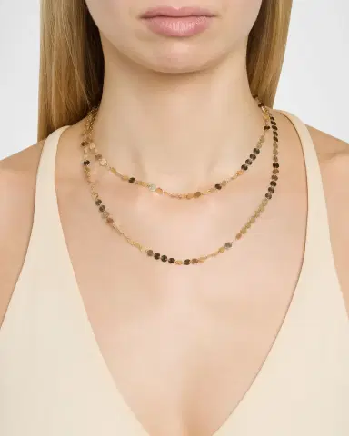Lana 14K Gold Laser Disc Duo Chain Necklace | Thumbnail 5