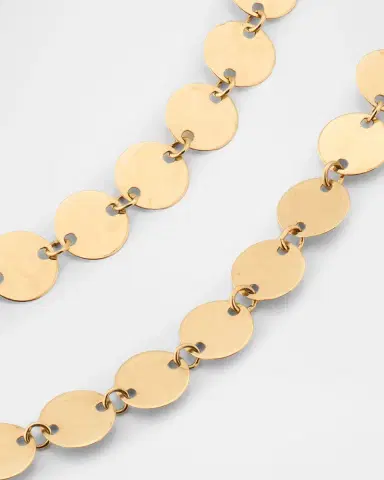 Lana 14K Gold Laser Disc Duo Chain Necklace | Thumbnail 6