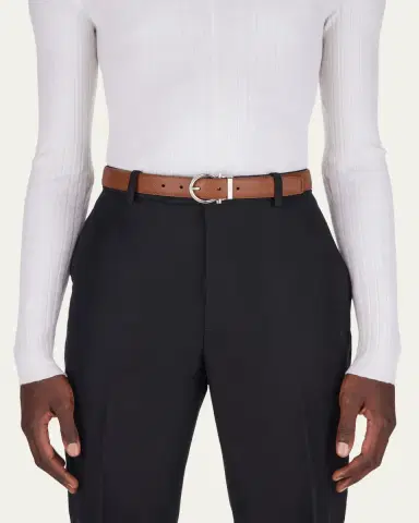 Ferragamo Men's Reversible Leather Gancio-Buckle Belt | Thumbnail 2