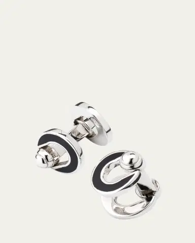 Jan Leslie Men's Horseshoe Enamel Flip Cufflinks | Thumbnail 3