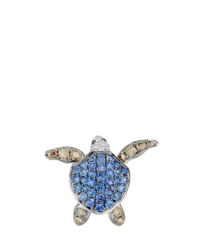 Blue Sapphire Turtle Earring, Single