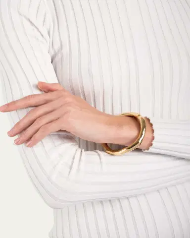 ALEXIS BITTAR Small Molten Gold Bangle Bracelet, Size | Thumbnail 2