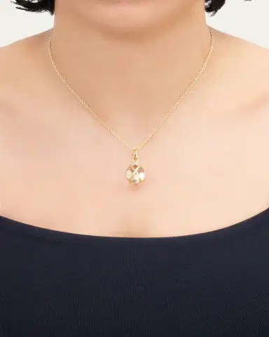 L. Klein Prisma 18k Gold & Crystal Quartz Medium Pendant Classic Chain Necklace | Thumbnail 2
