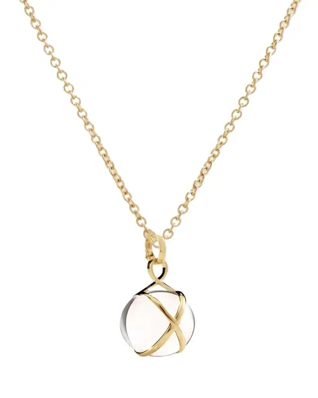 L. Klein Prisma 18k Gold & Crystal Quartz Medium Pendant Classic Chain Necklace