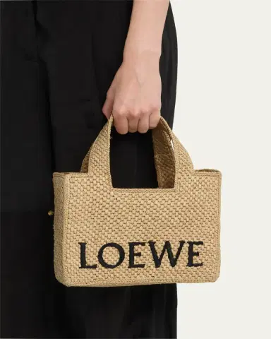 Loewe x Paula's Ibiza Font Logo Small Tote Bag in Raffia | Thumbnail 2 Loewe x Paula's Ibiza Font Logo Small Tote Bag in Raffia | Thumbnail 2