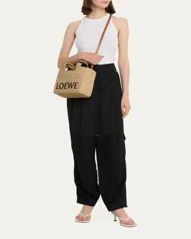 Loewe x Paula's Ibiza Font Logo Small Tote Bag in Raffia | Thumbnail 5 Loewe x Paula's Ibiza Font Logo Small Tote Bag in Raffia | Thumbnail 5