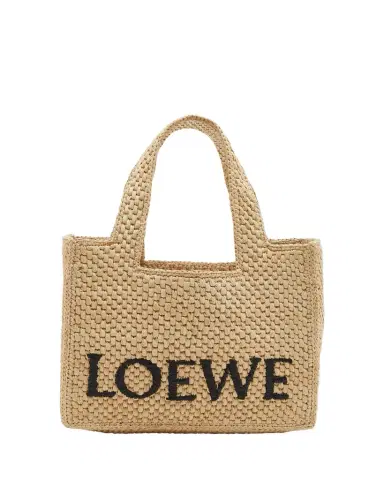 Loewe x Paula's Ibiza Font Logo Small Tote Bag in Raffia | Thumbnail 1 Loewe x Paula's Ibiza Font Logo Small Tote Bag in Raffia | Thumbnail 1