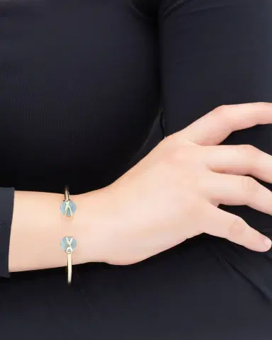 L. Klein Prisma 18k Gold Bangle Bracelet with Aquamarine | Thumbnail 3