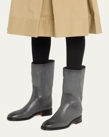 Santoni Fleeces Leather Mid Boots | Thumbnail 5