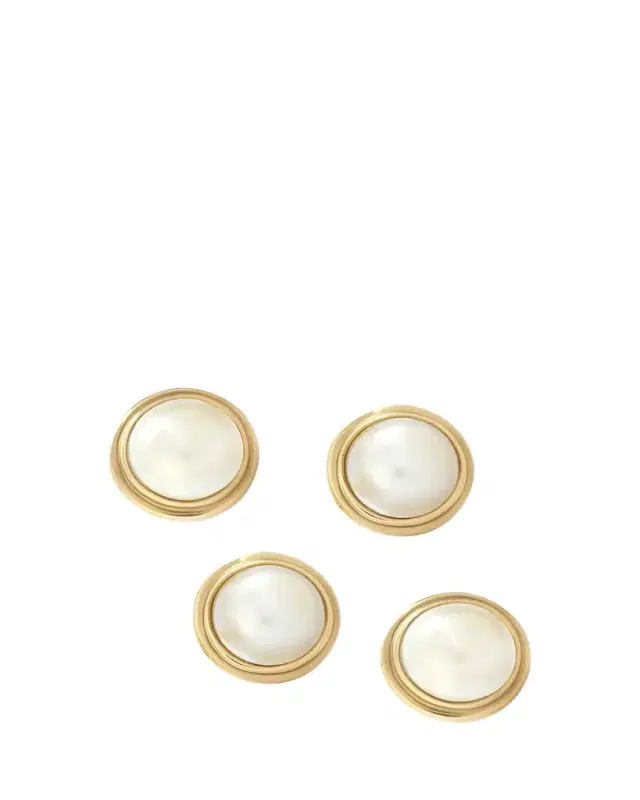Men's 18K Gold Mabe Pearl Shirt Studs