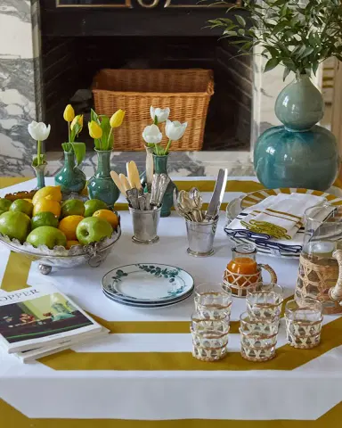 The Lino Essential Yellow Tablecloth, 71" Square | Thumbnail 2