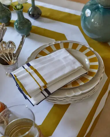 The Lino Essential Yellow Tablecloth, 71" Square | Thumbnail 3