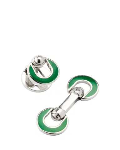 Jan Leslie Men's Horseshoe Enamel Flip Cufflinks | Thumbnail 1