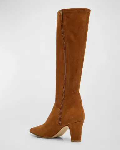 Manolo Blahnik Pitana Suede Block-Heel Knee Boots | Thumbnail 3