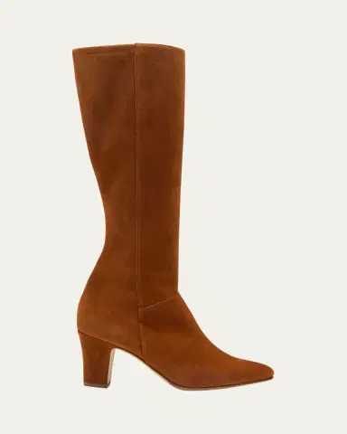 Manolo Blahnik Pitana Suede Block-Heel Knee Boots | Thumbnail 6