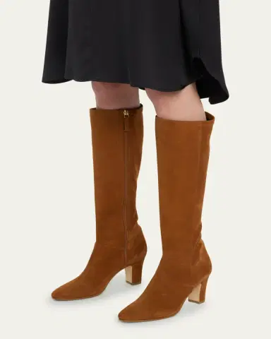 Manolo Blahnik Pitana Suede Block-Heel Knee Boots | Thumbnail 7