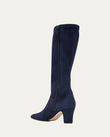 Manolo Blahnik Pitana Suede Block-Heel Knee Boots | Thumbnail 4
