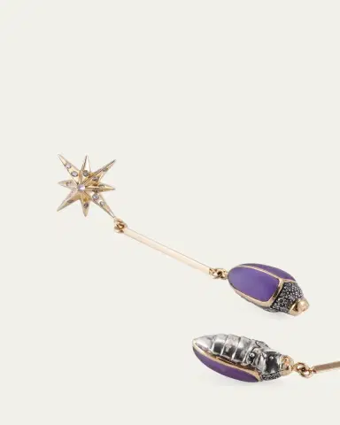 BIBI VAN DER VELDEN 18K Yellow Gold Amethyst Scarab Drop Earrings with Diamonds | Thumbnail 3 BIBI VAN DER VELDEN 18K Yellow Gold Amethyst Scarab Drop Earrings with Diamonds | Thumbnail 3