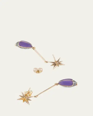BIBI VAN DER VELDEN 18K Yellow Gold Amethyst Scarab Drop Earrings with Diamonds | Thumbnail 4 BIBI VAN DER VELDEN 18K Yellow Gold Amethyst Scarab Drop Earrings with Diamonds | Thumbnail 4