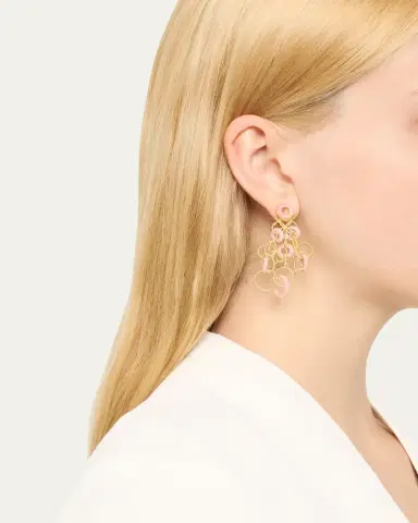 Buccellati Hawaii 18K Yellow Gold Pink Opal Earrings, 5cm | Thumbnail 2