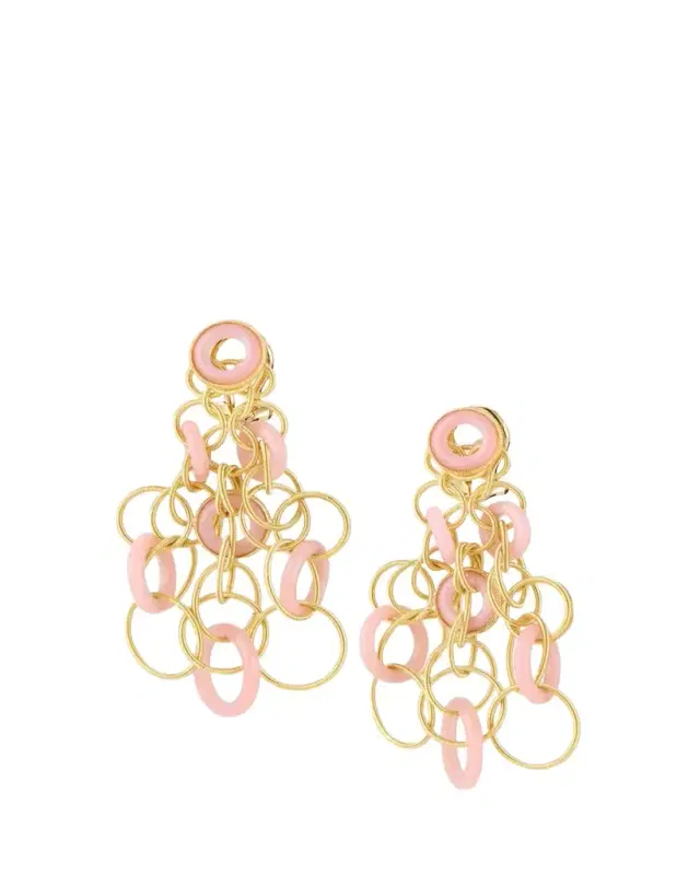 Buccellati Hawaii 18K Yellow Gold Pink Opal Earrings, 5cm