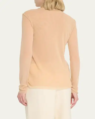 FUZZI Long-Sleeve Turtleneck Tulle Blouse | Thumbnail 3