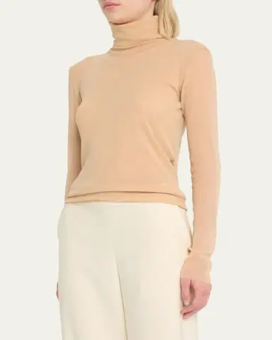 FUZZI Long-Sleeve Turtleneck Tulle Blouse | Thumbnail 4
