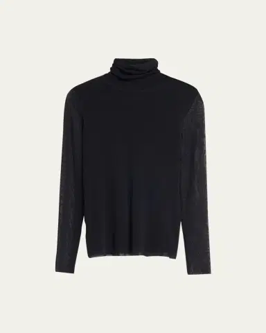 FUZZI Long-Sleeve Turtleneck Tulle Blouse | Thumbnail 6