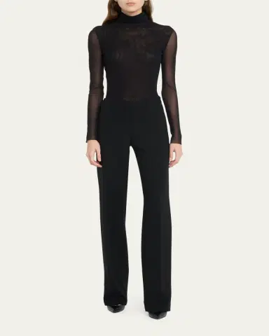 FUZZI Long-Sleeve Turtleneck Tulle Blouse | Thumbnail 7