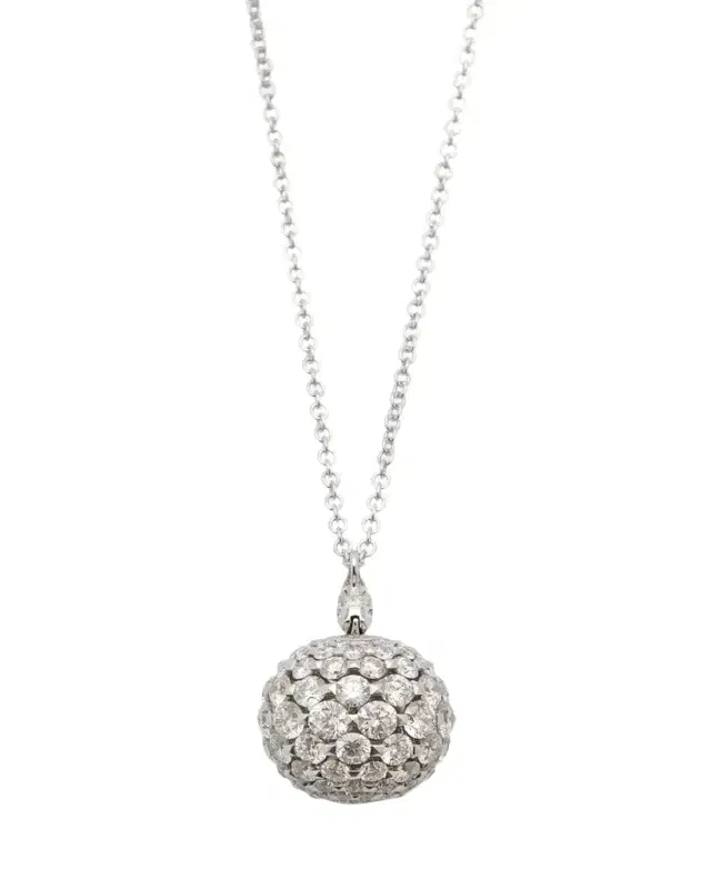 White Gold Sphere Pendant with Diamonds
