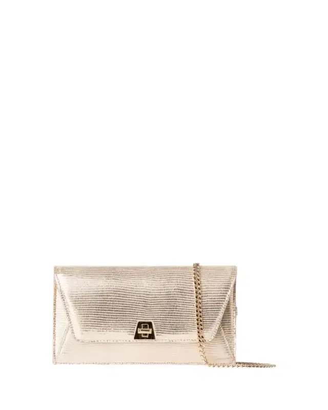 Akris Anouk Metallic Lizard-Embossed Crossbody Bag