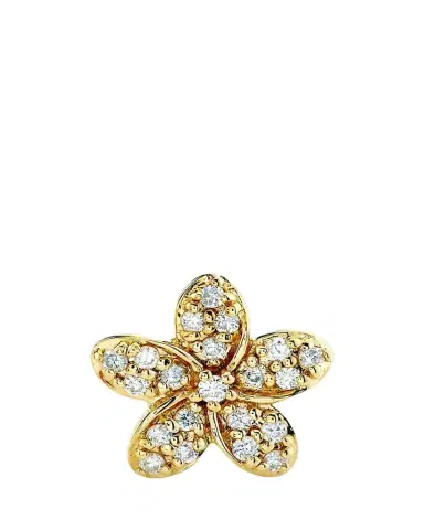 Sydney Evan Yellow Gold Plumeria Diamond Flower Stud Earring, Single | Thumbnail 1 Sydney Evan Yellow Gold Plumeria Diamond Flower Stud Earring, Single | Thumbnail 1
