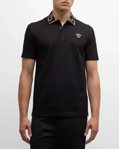 Versace Men's Greca-Collar Polo Shirt | Thumbnail 2