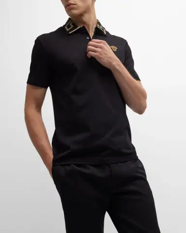 Versace Men's Greca-Collar Polo Shirt | Thumbnail 4