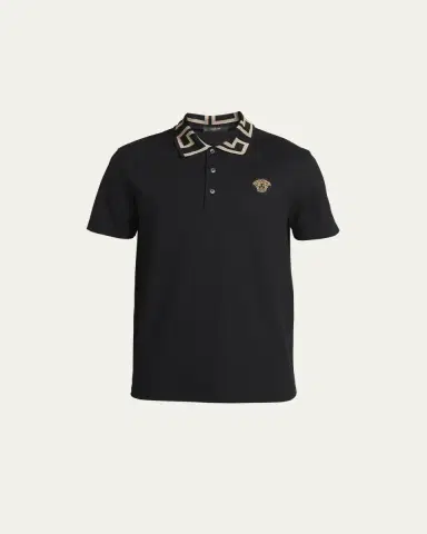 Versace Men's Greca-Collar Polo Shirt | Thumbnail 6