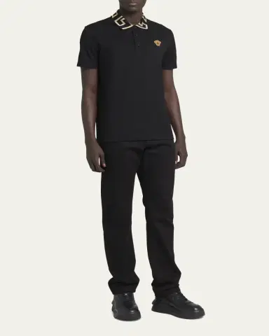 Versace Men's Greca-Collar Polo Shirt | Thumbnail 7