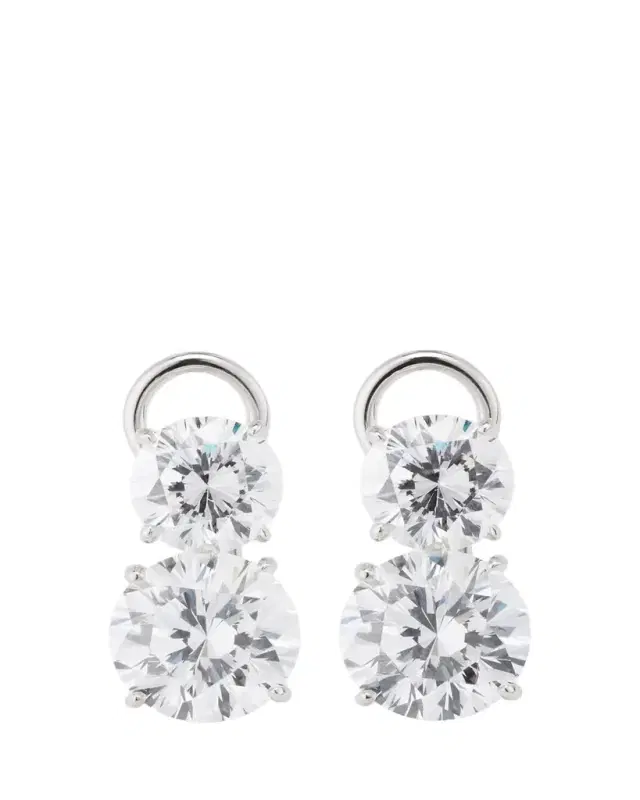 Fantasia by DeSerio Cubic Zirconia Double Drop Earrings
