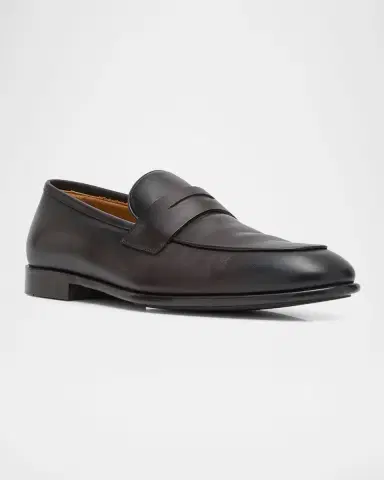 Ferragamo Men's Funes Leather Penny Loafers | Thumbnail 3