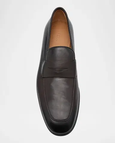 Ferragamo Men's Funes Leather Penny Loafers | Thumbnail 4