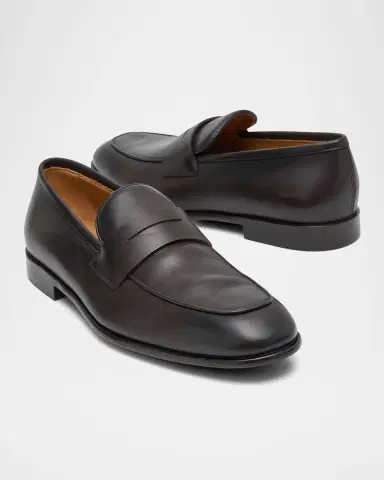 Ferragamo Men's Funes Leather Penny Loafers | Thumbnail 7