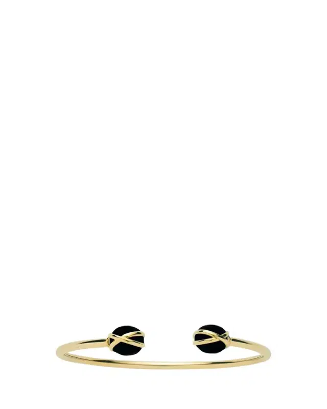 L. Klein Prisma 18k Gold Bangle Bracelet with Black Agate