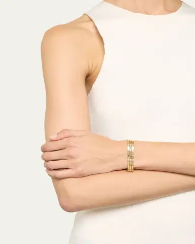 Ileana Makri 18K Yellow Gold Stepping Stone Multi Bracelet with White Diamonds | Thumbnail 2